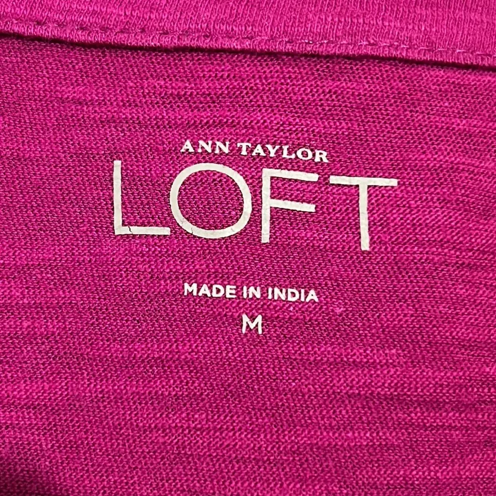 LOFT Boatneck T-Shirt Womens Size M 3/4 Sleeves Slub Knit Buttons Lightweight - Image 5