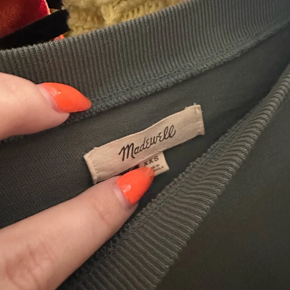 Madewell Crew Neck Long Sleeve Knit Top Green - Image 2