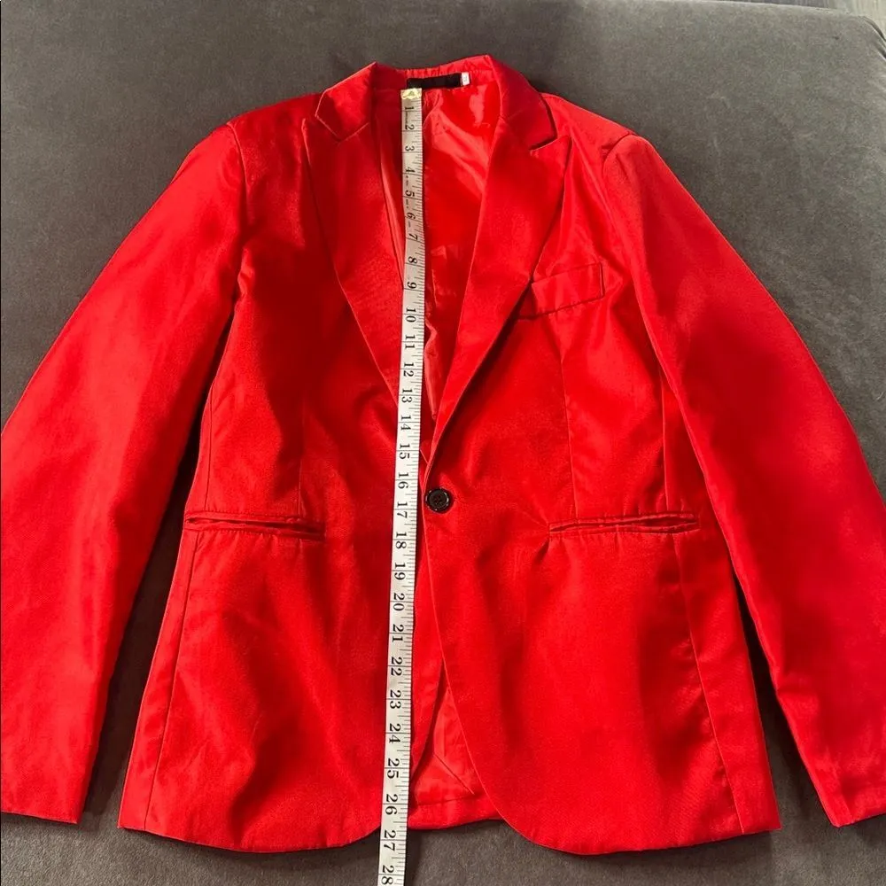 Women's Red Light Weight Blazer Jacket One Button Closure Size M (8) NWOT Red Size M - Image 6