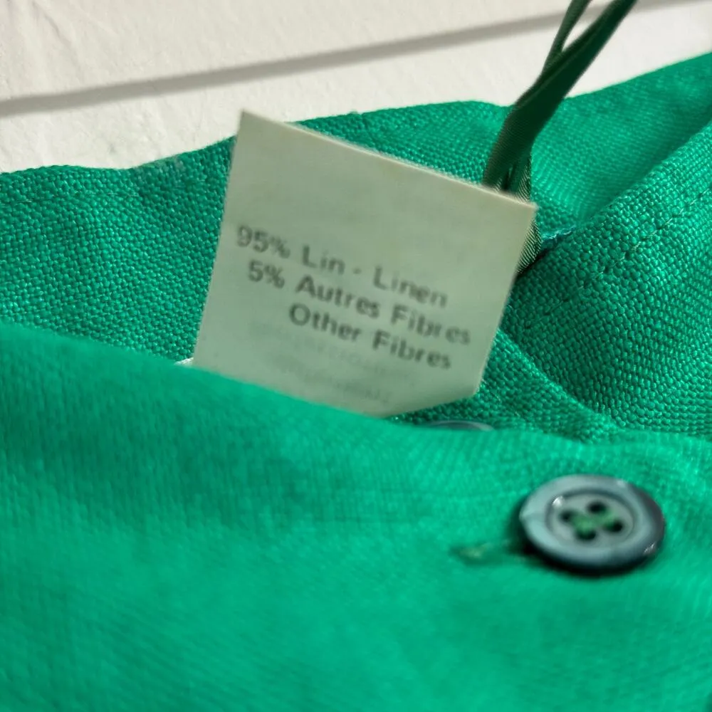 Karl Lagerfeld Vintage Emerald Green Linen Pleated High Waist Pants Size 38 - Image 10