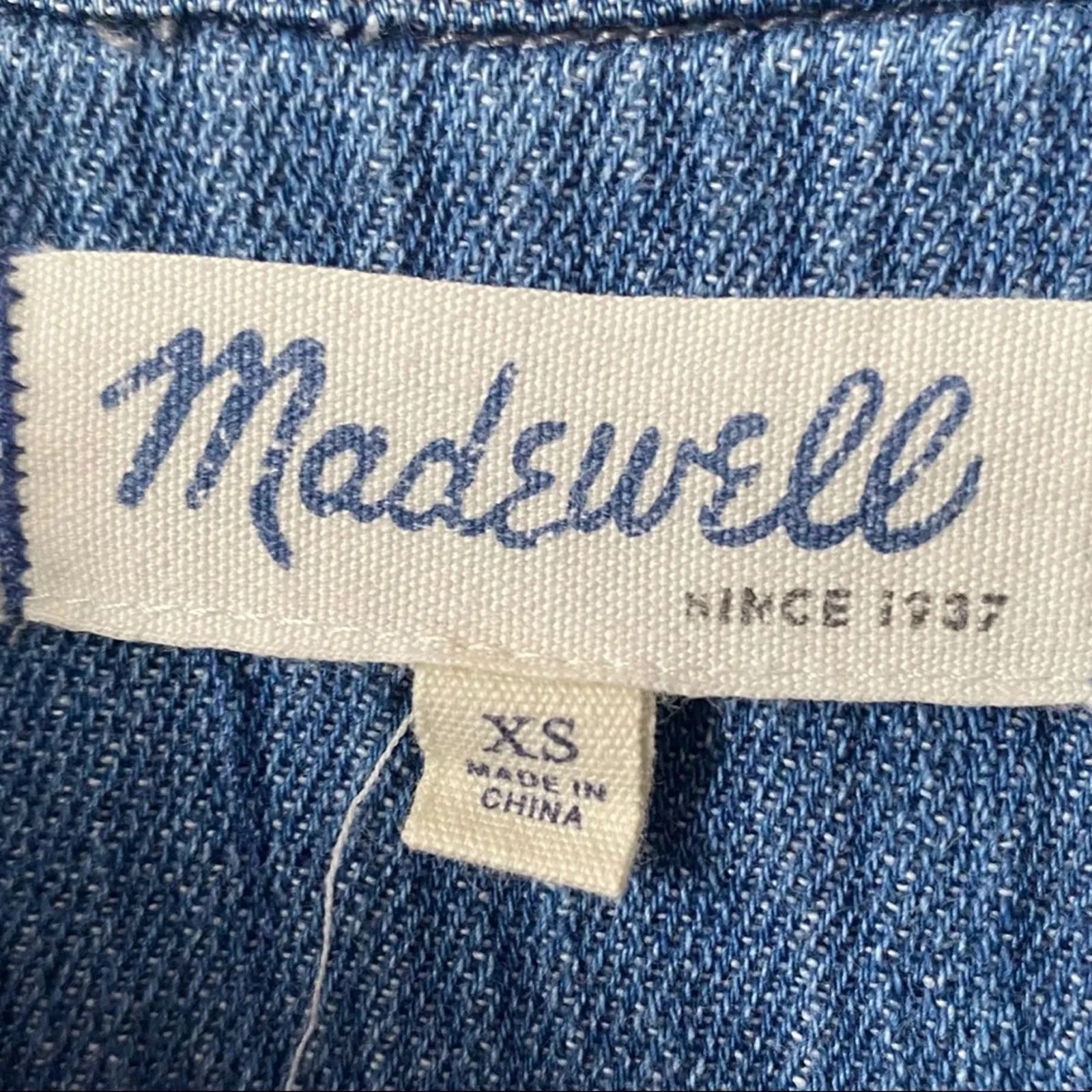 Madewell Button Down Denim Shirt Sz XS Long Sleeve Jean Shirt Western - Image 3