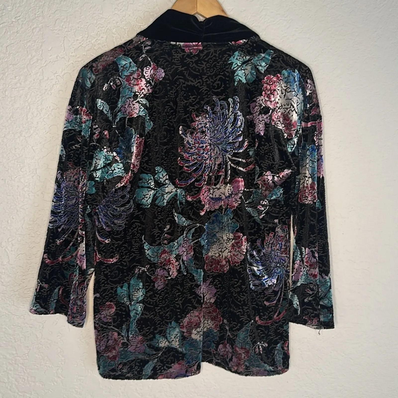 Chico’s Burnout Velvet Cardigan Sweater Shrug Black Purple Goth Witchy Dark - Image 6