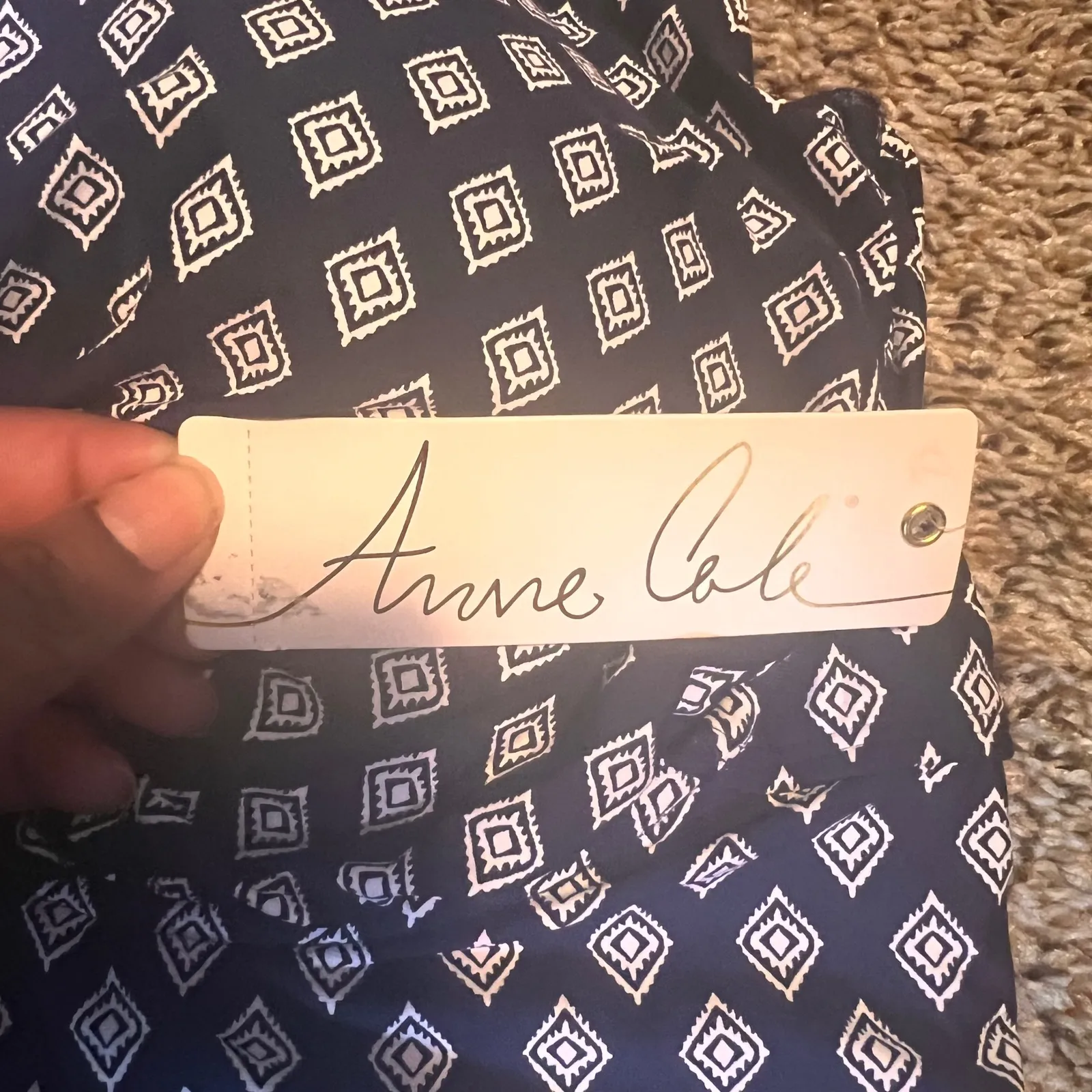 Anne Cole Navy Print One Piece‎ Swimsuit Plus Size 24W New With Tags - Image 3