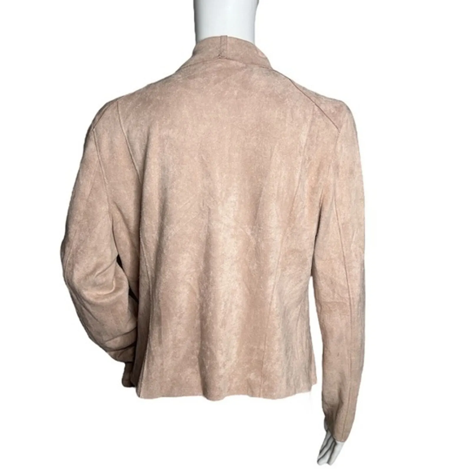 BlankNYC Jacket Women Medium Blush Pink‎ Drape Front Lightweight Faux Suede Edgy - Image 4