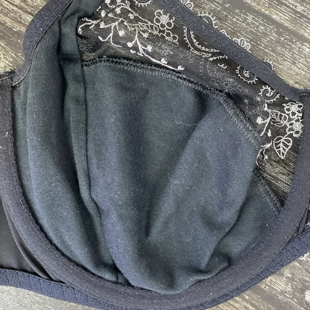 Simone Perele Black Underwire Unlined Lace Trim Bra 34F Size undefined - Image 4