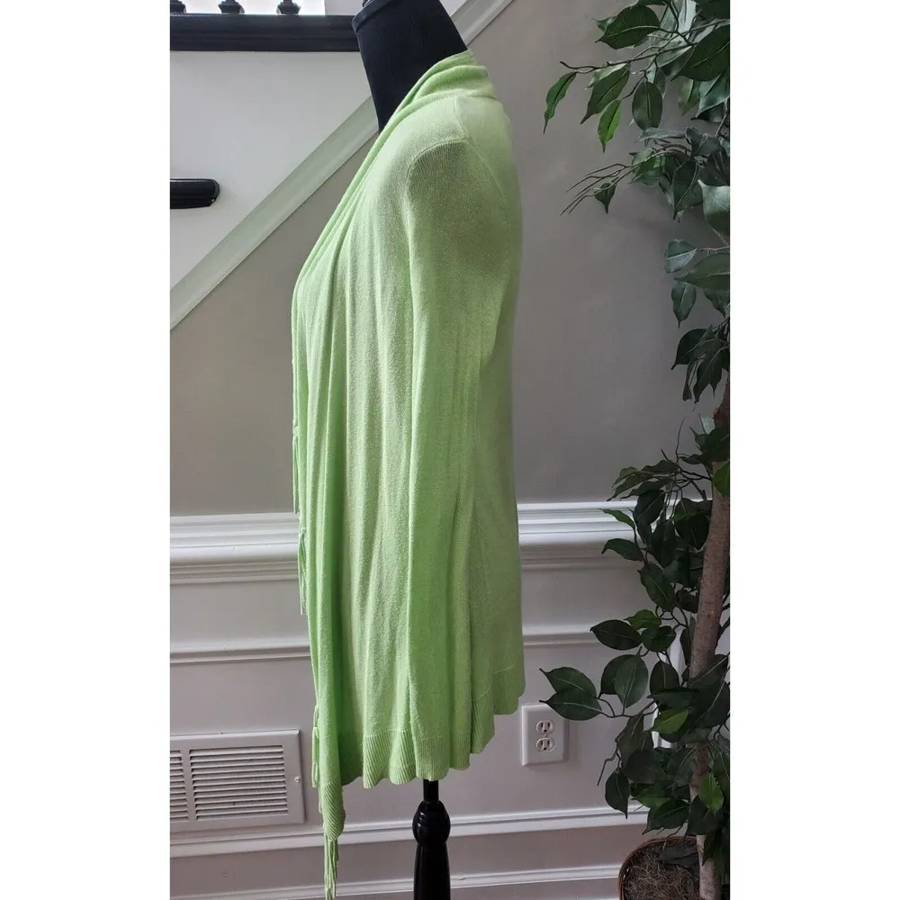 Chico's Women's Green 100% Rayon Open Front Long Sleeve Cardigan Sweater 0 (S) - Image 5