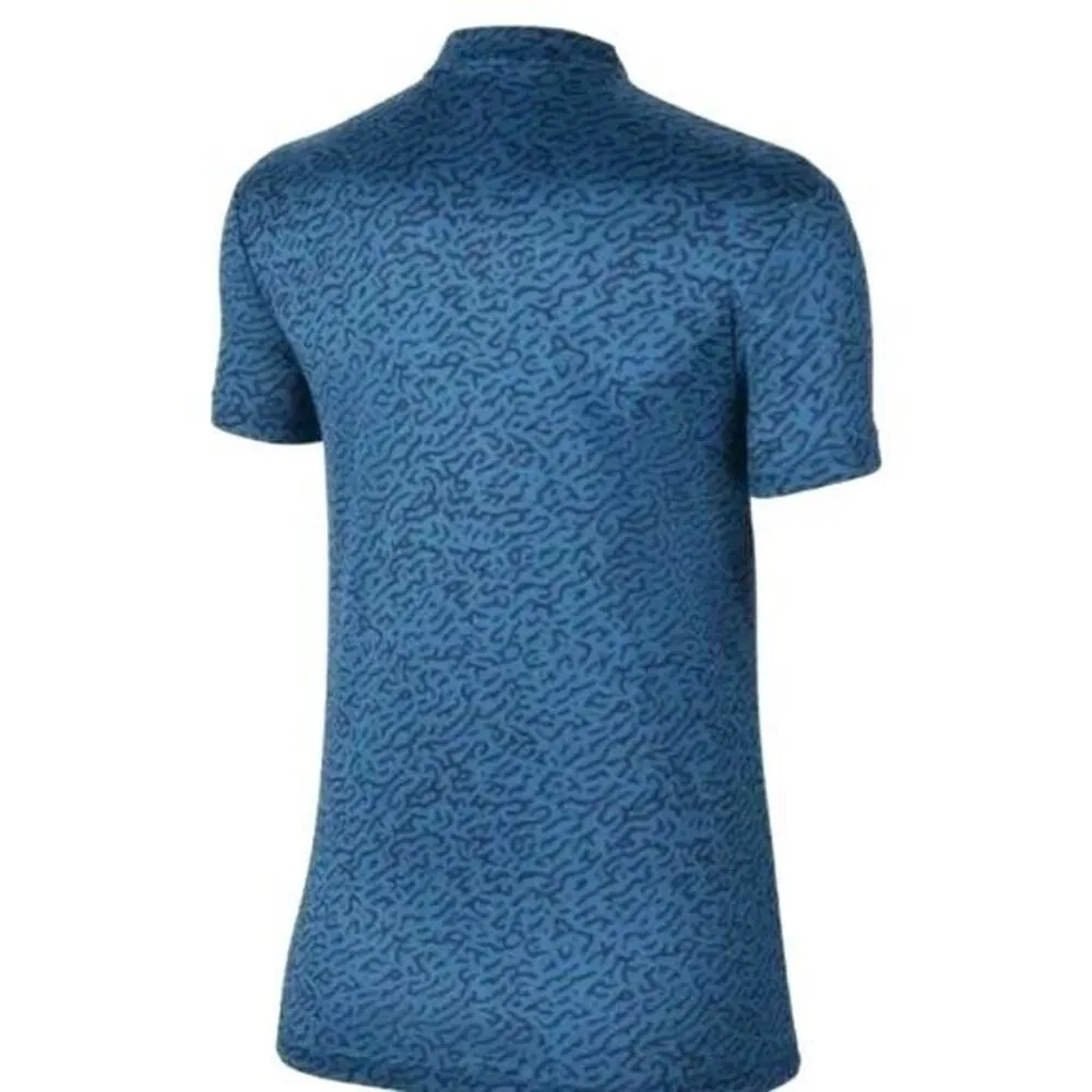 Nike Womens Victory Golf Polo Shirt Dri Fit Standard Fit Animal Print Teal Blue - Image 3