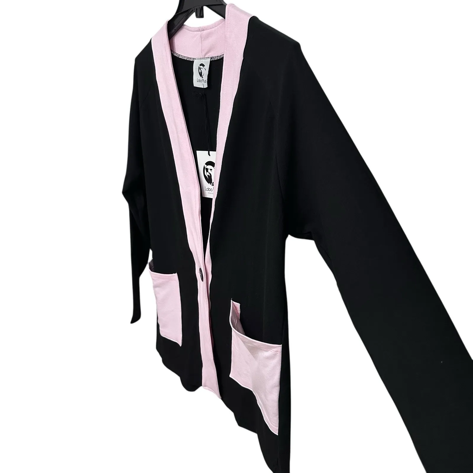 Lobo‎ Mau Womens Black Pink Pocket Button Front Cardigan Size Large - Image 4