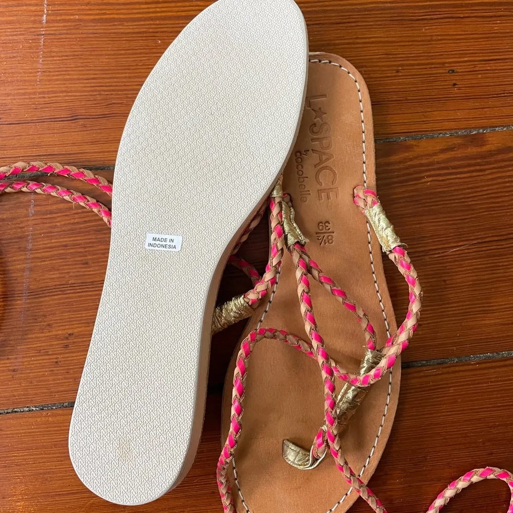 L*SPACE by Cocobelle Gili Wrap Gladiator Braid Sandal in Coral & Gold- Sz 8.5 🧡🎀 - Image 8