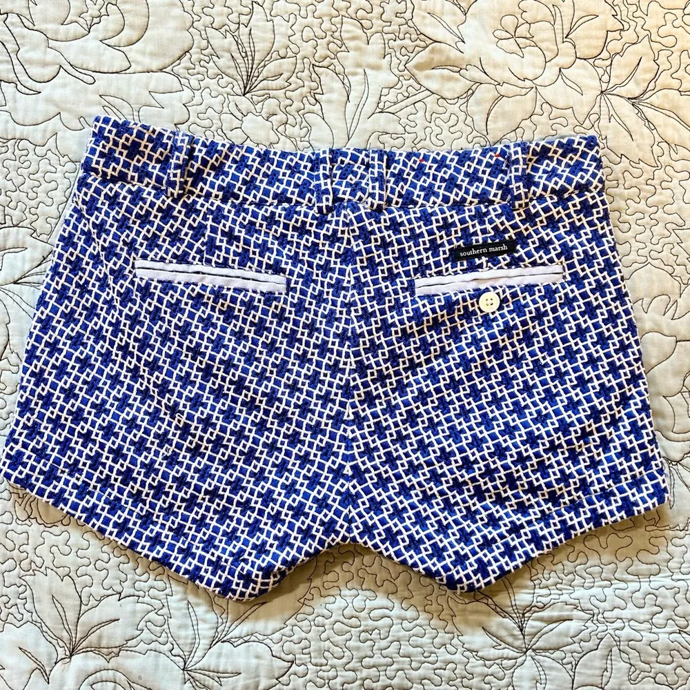 SOUTHERN MARSH  Brighton Marrakesh Blue/White Print Stretch Knit Shorts Sz 2💛 - Image 6