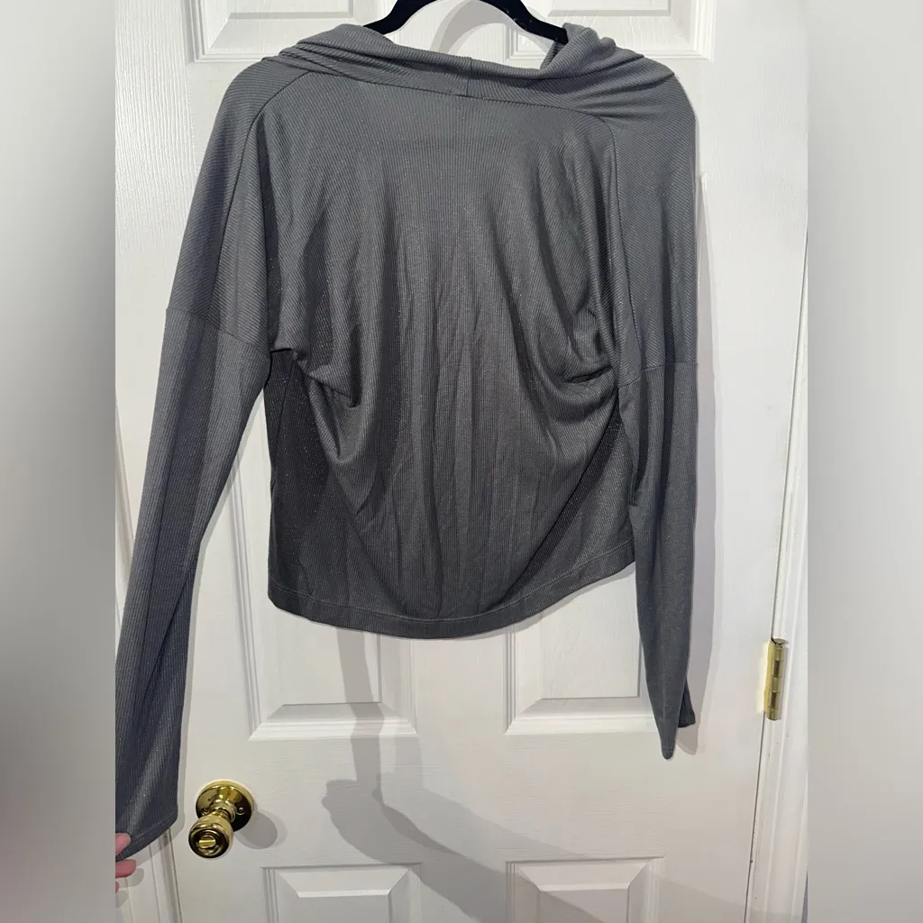 Splendid Ribbed Gray Off The Shoulder Top S - Image 8