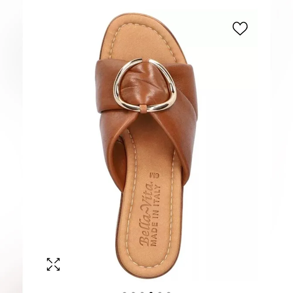 NEW Bella-Vita Chi-Italy Whiskey Leather Buckle Slide Sandal Size 6, MSRP $115 - Image 3