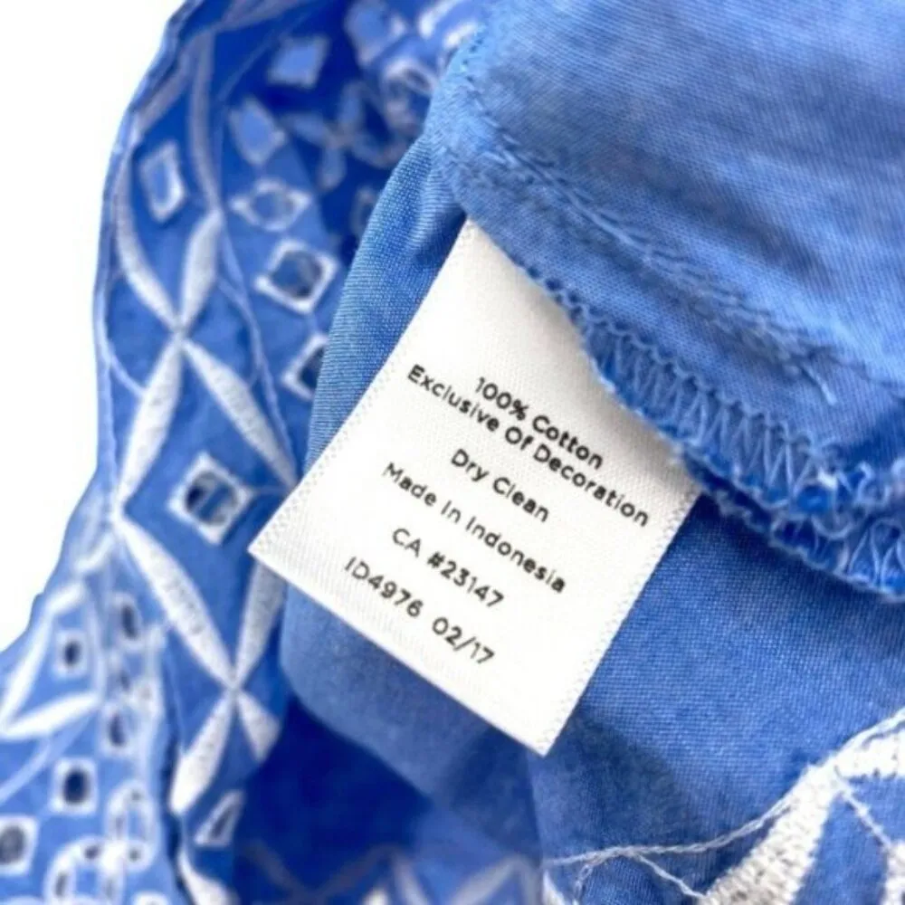 Eyelet Cotton Blue Chambray Top Size Large Boho Cottagecore - Image 6