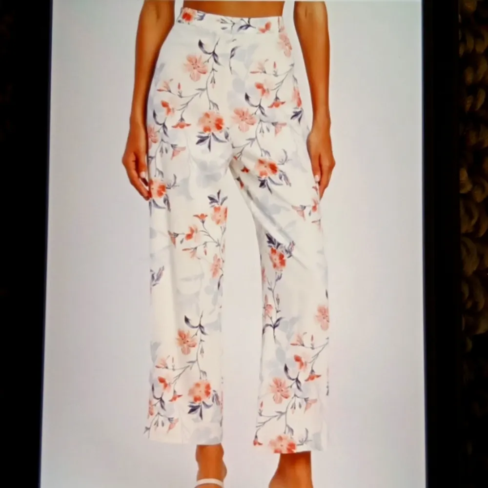 Lulu's Budding Bliss Ivory Floral Print Wide Leg Womens Pants Size Small - Image 2