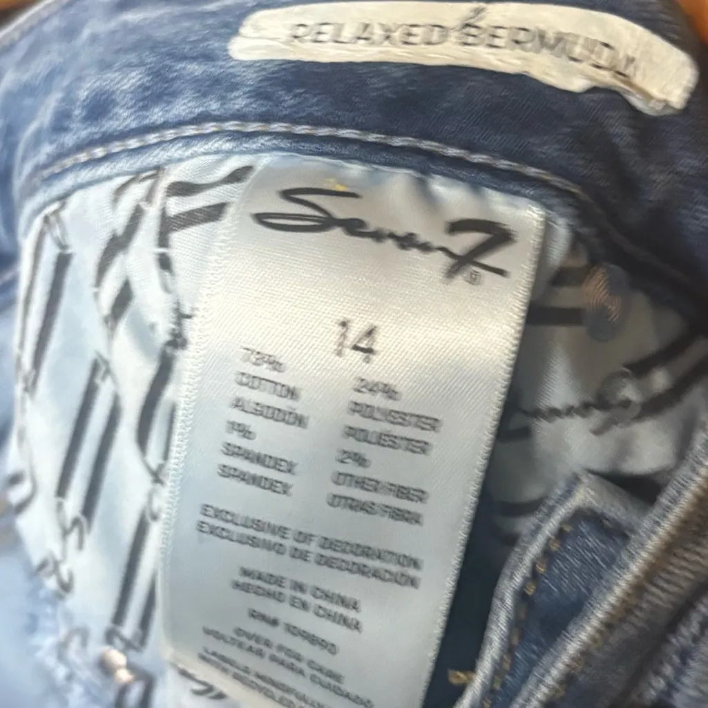 Seven7 Relaxed Denim Bermuda Shorts Size 14 - Image 7
