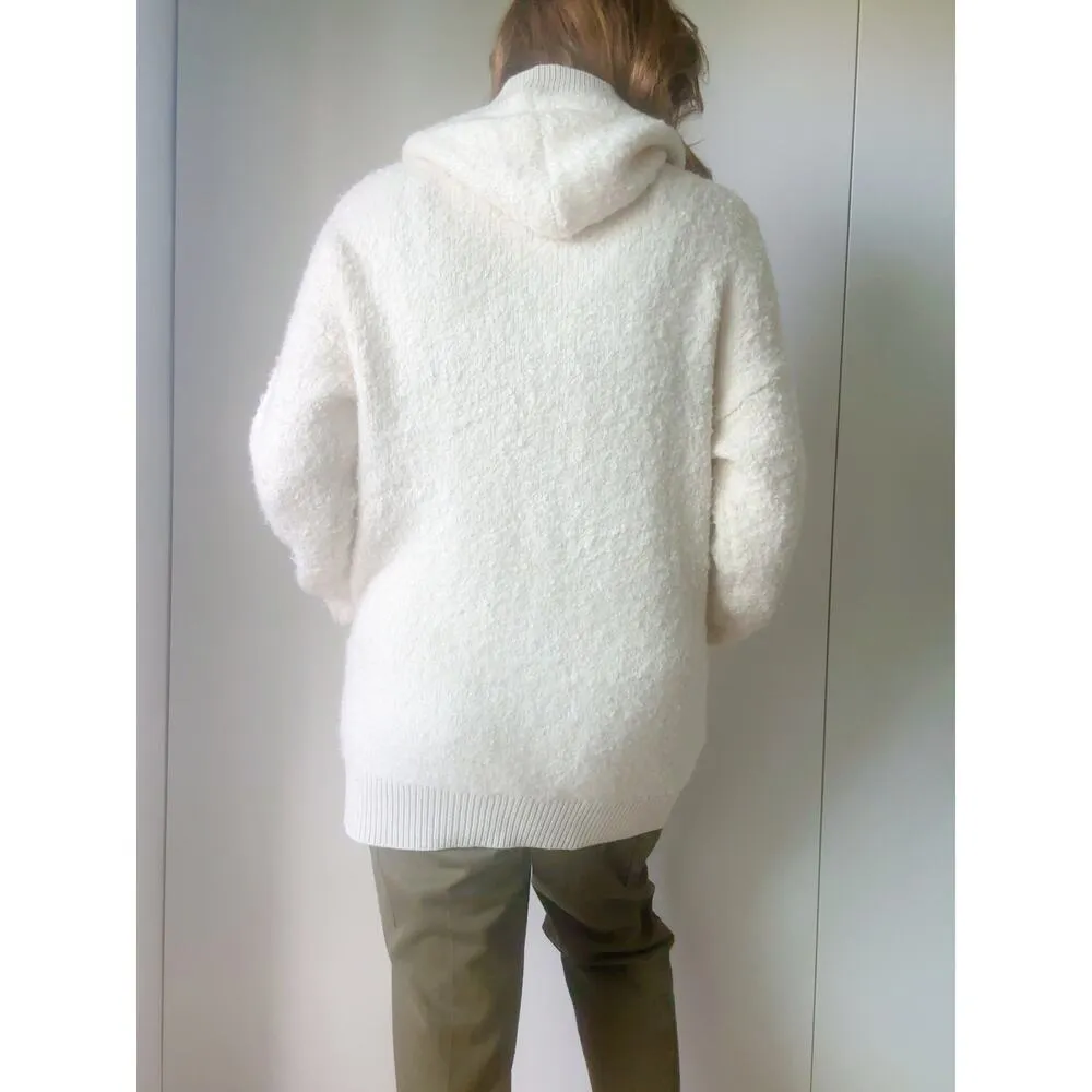 GAP Fuzzy Oversized Hoodie jacket Cream Size Small Button up Cozy Beach Coastal - Image 6