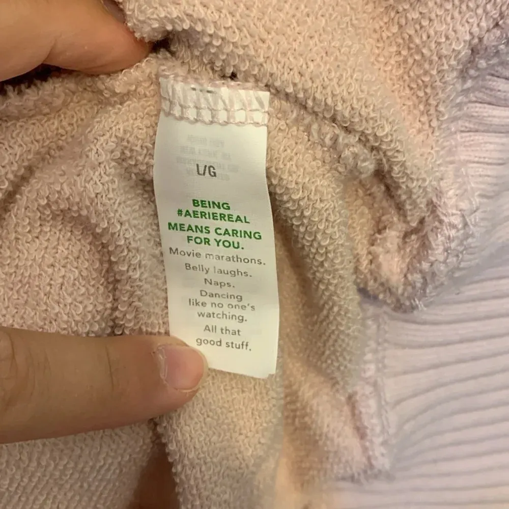 Light pink Aerie hooded sweatshirt sz L girly feminine athleisure loungewear - Image 6