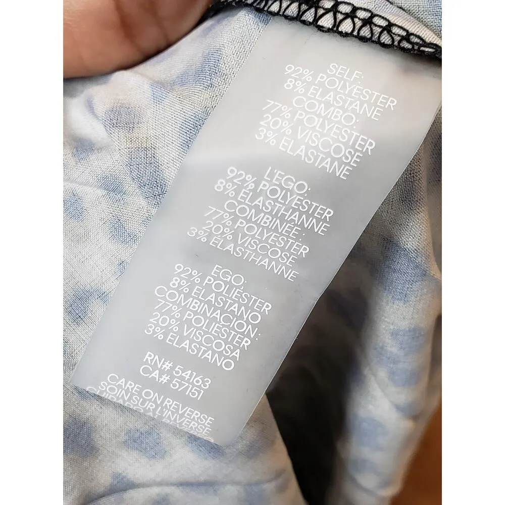 Tommy Hilfiger Fit & Flare Dress Womens 12 Black Leopard Print Pleated High Neck - Image 7