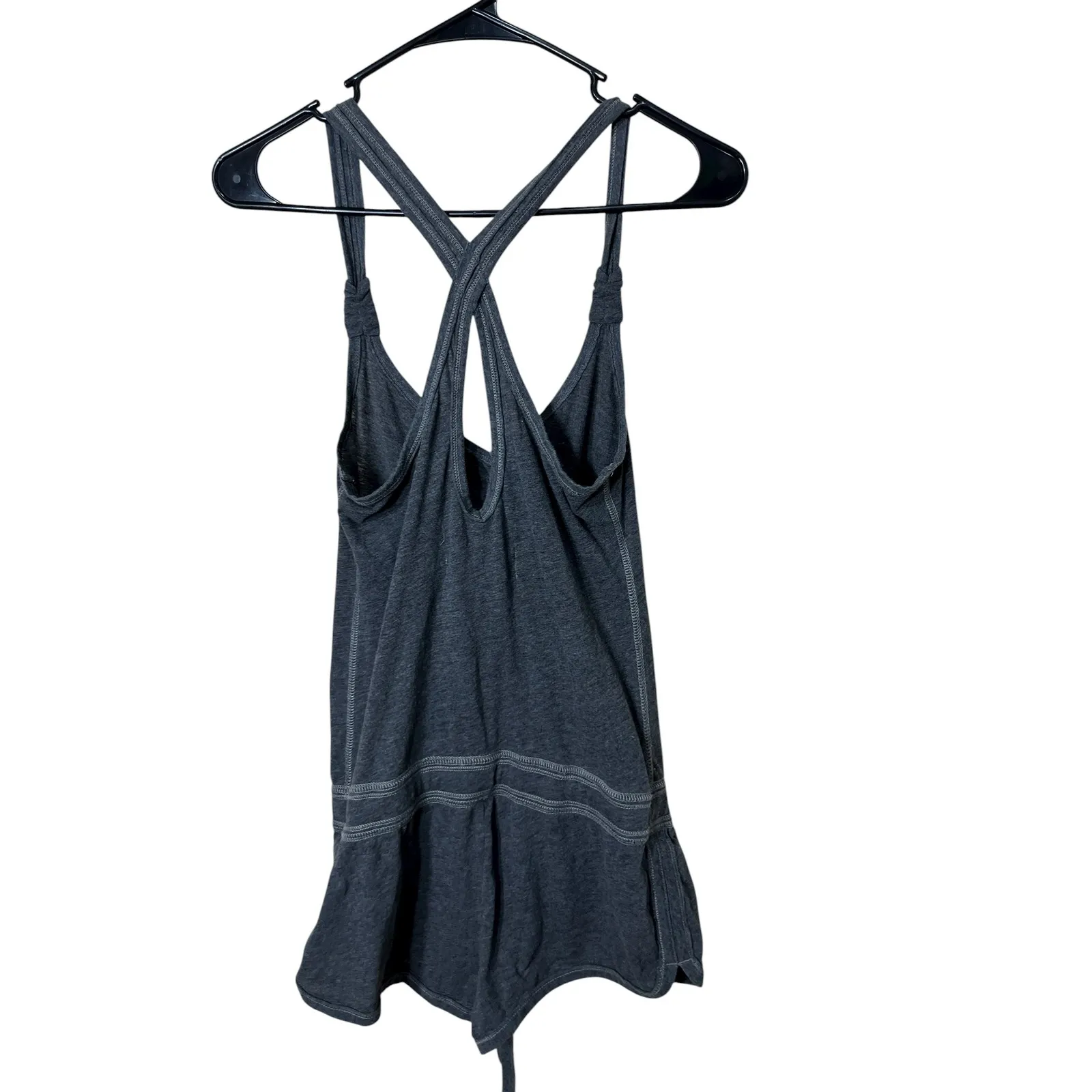 Hollister Y2K Gray Drawstring Romper Women's XS Sleeveless Cross Back‎ Casual - Image 5