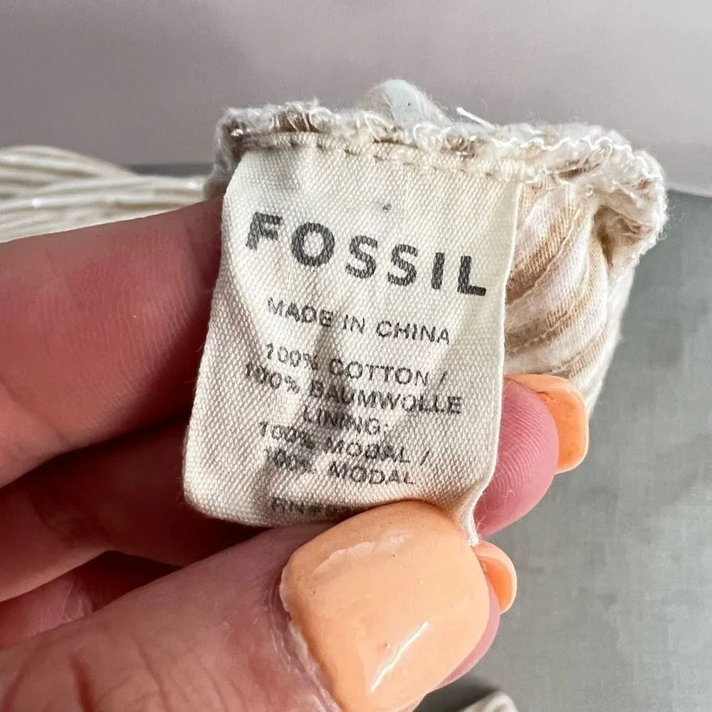 🔥5 for $25 sale🔥 Fossil Sleeveless White & Tan Striped Sequin Mini Tank Dress - Image 8