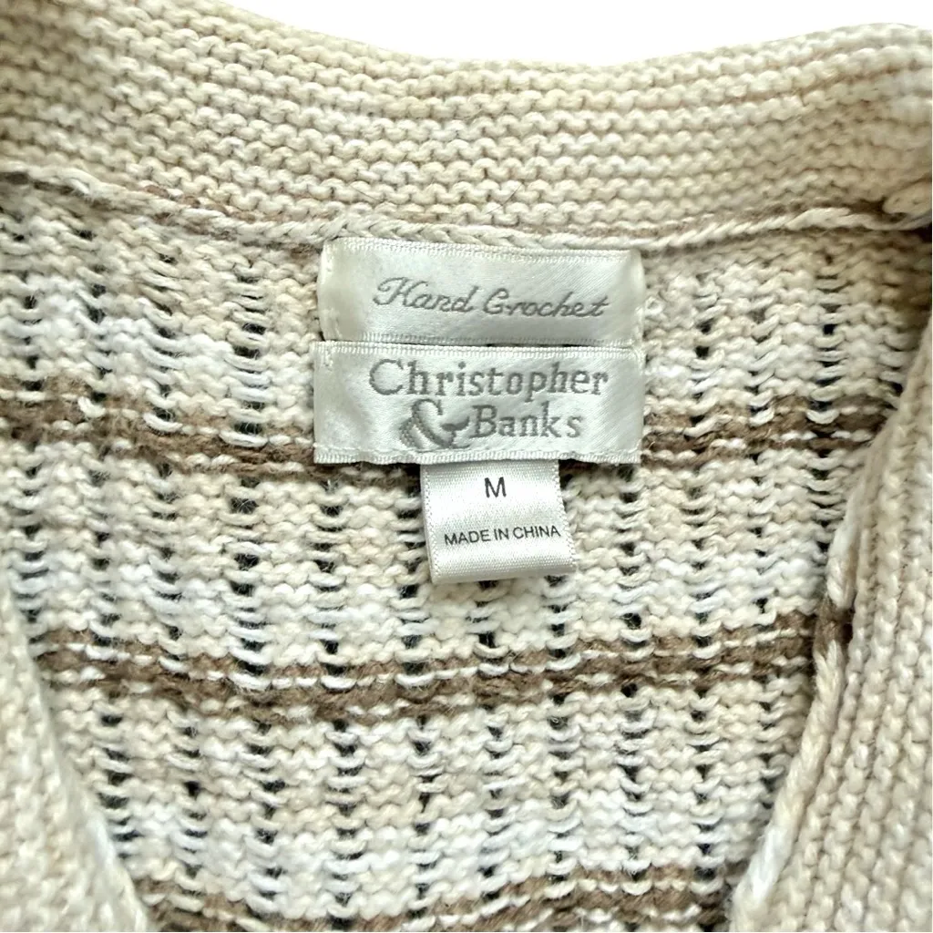 Vintage Y2K Hand Crochet Christopher & Banks Knit Sweater Polo Size Medium - Image 5
