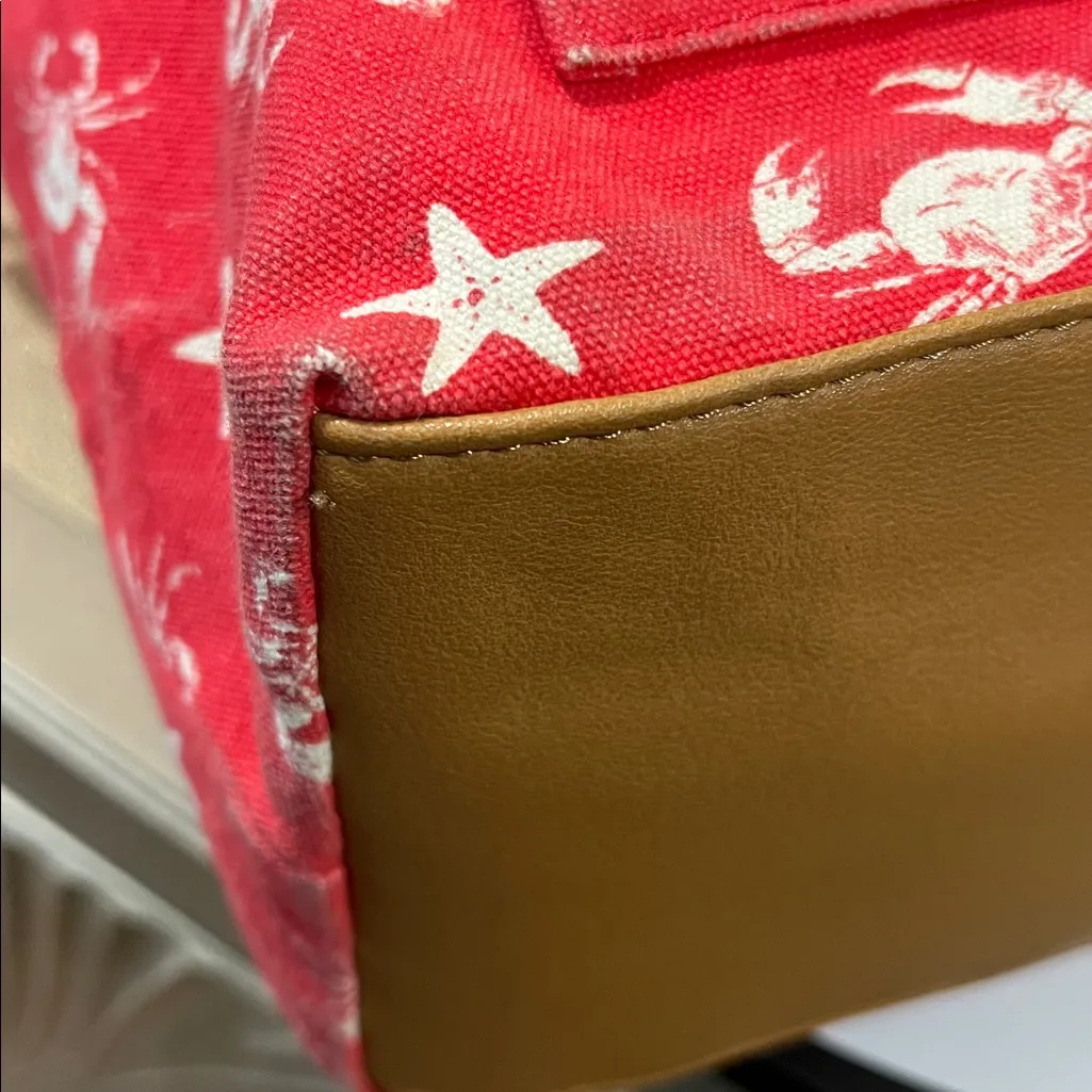 Sonoma Red Canvas Tote with Crab and Star Design - Image 9