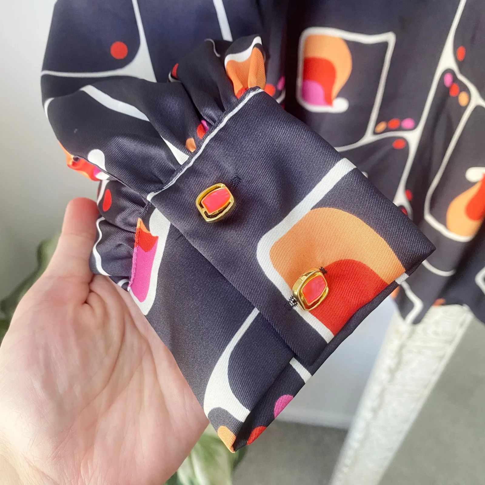 Zara High Neck Satin Effect Printed Blouse - Image 4