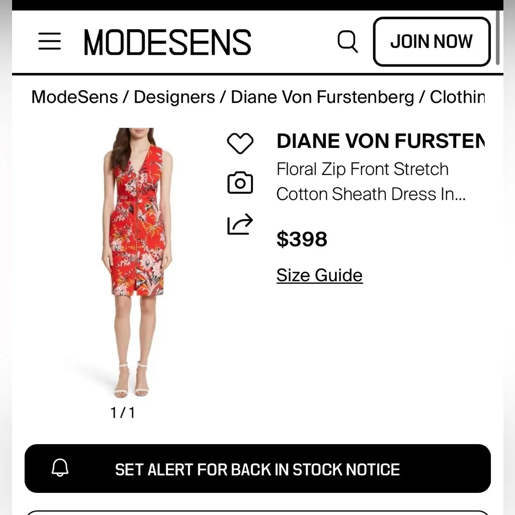 Diane von Furstenberg | Floral Zip Front Stretch Avalon Poppy Dress, sz 6 - Image 2