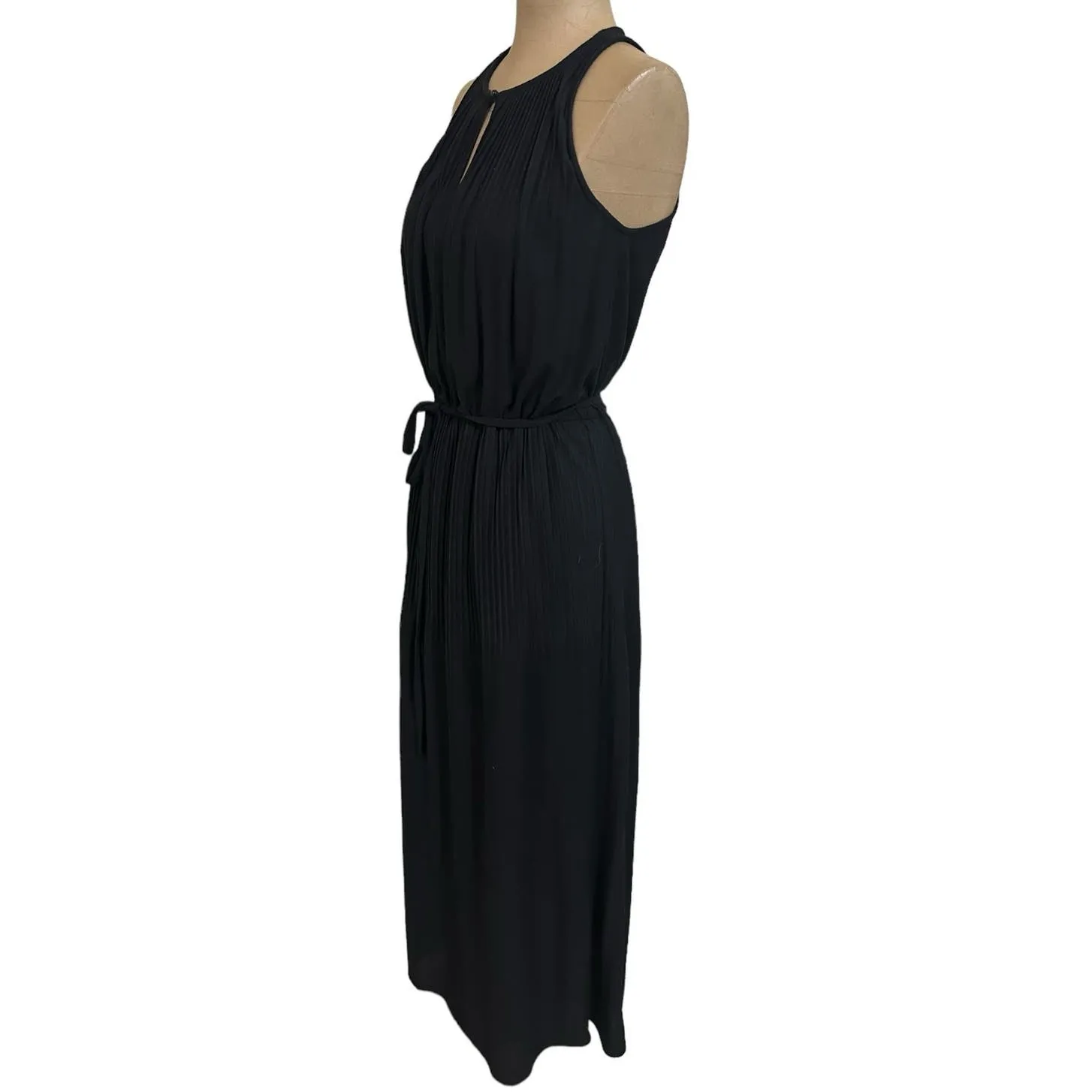 Shoshanna Maxi Dress Black Sleeveless Halter Key Hole Neck Pleated - Image 8