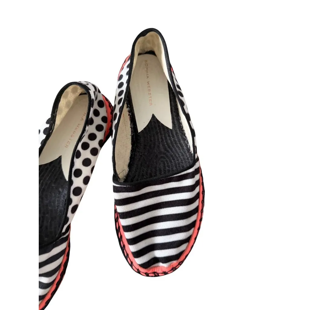 SOPHIA WEBSTER Striped Black White Espadrilles Flats Size 38 / US 8 - Image 6