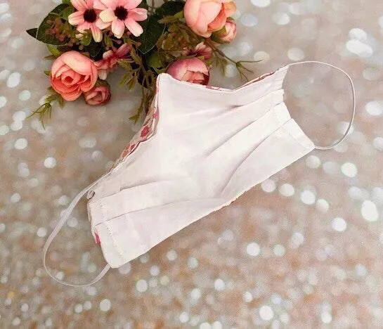 Pink Rosebud Face Mask 100% Cotton Washable Mask - Image 4