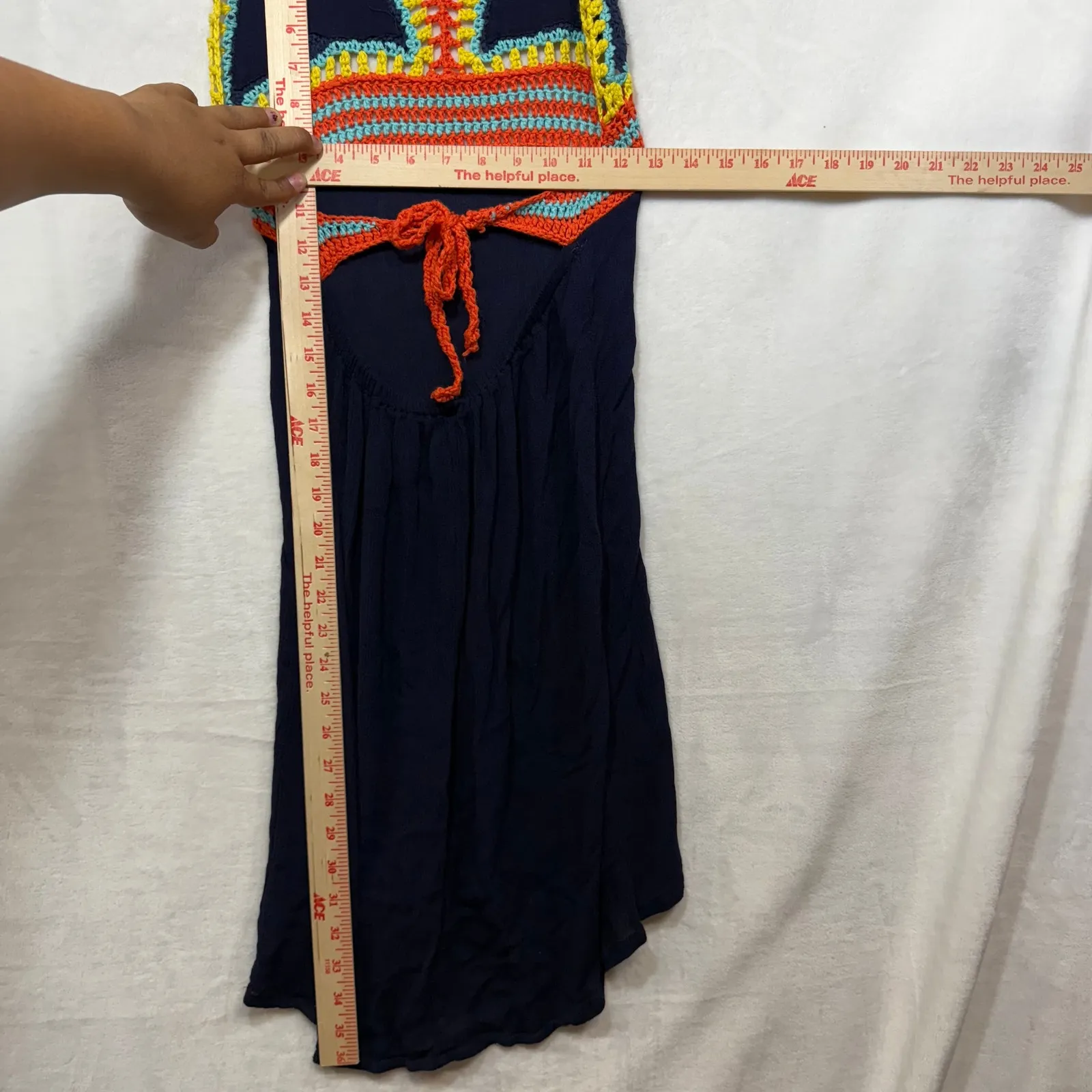 Shoreline S/M Boho Crochet Halter Dress Yarn Beach Summer Resort Vacation Y2K‎ - Image 7