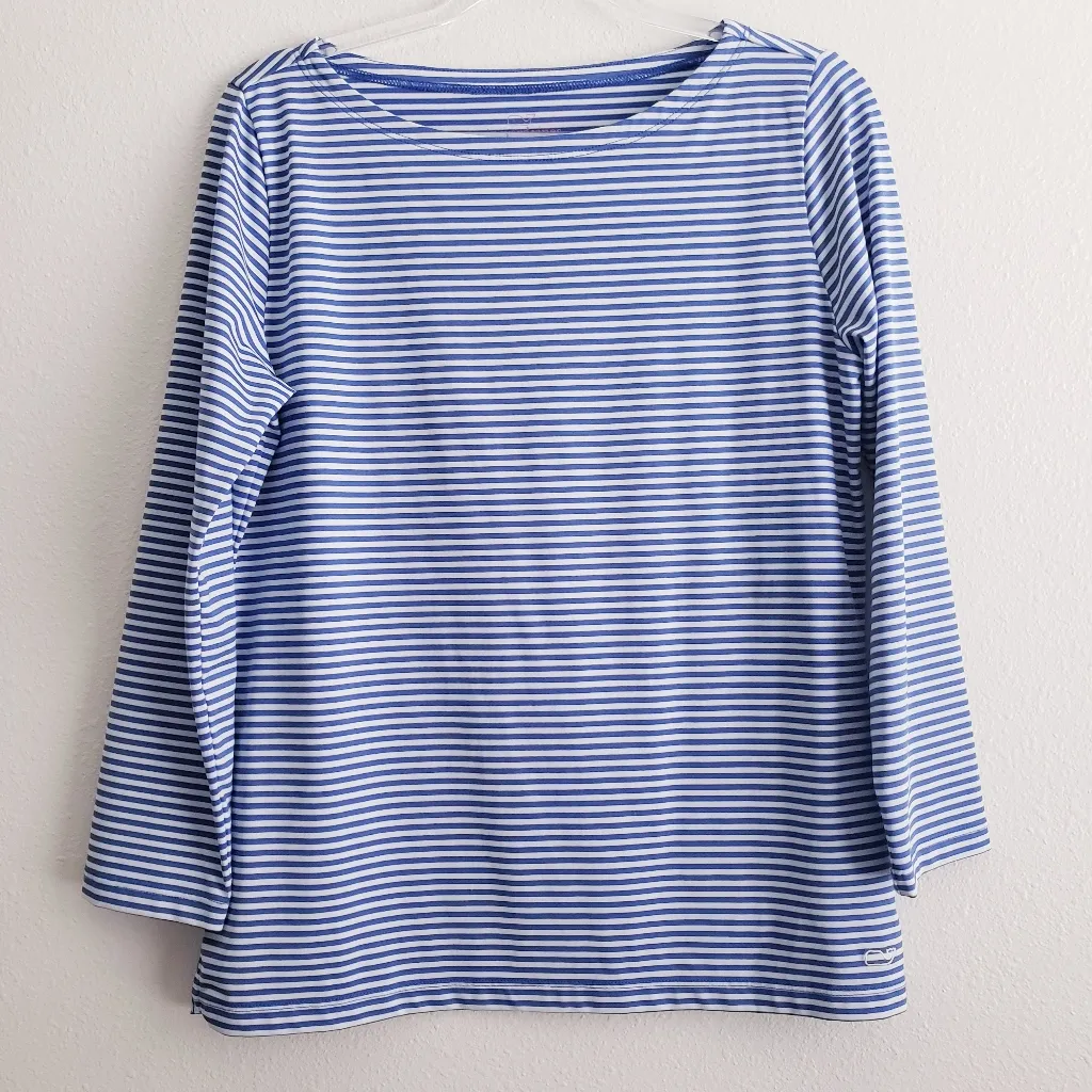 Vineyard Vines Sankaty Boat Neck Striped 3/4 Sleeve Blouse - Image 2