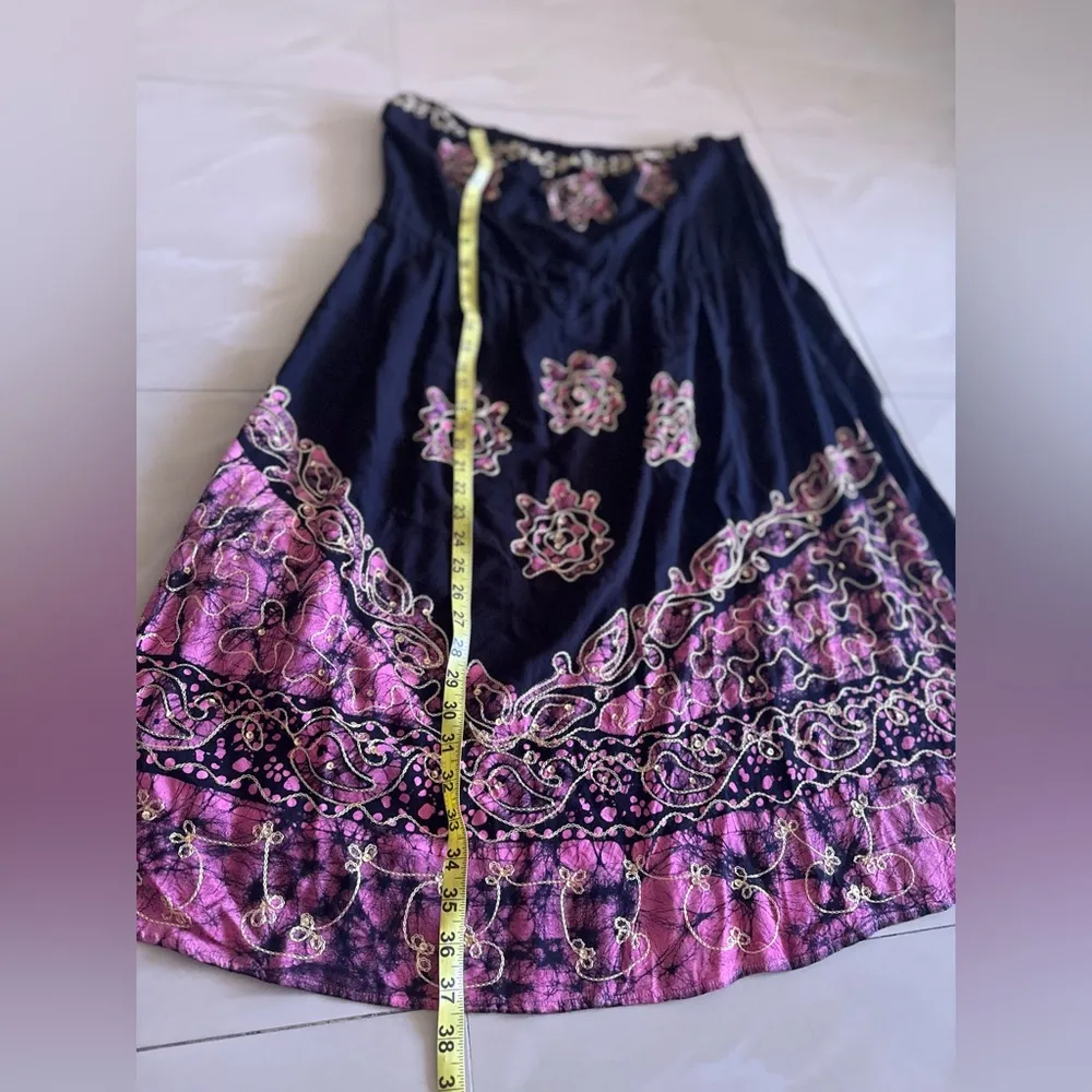 Elegant Black and Pink Embroidered a wikd thyme STRAPLESS dress SIZE 3X black - Image 5