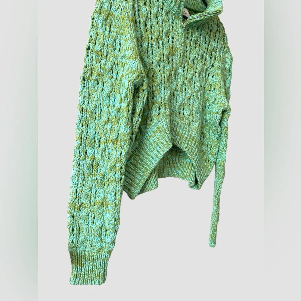 Urban Outfitters BDG Killian Quarter-Zip Pointelle Green Knit Sweater Sz M NWOT - Image 5