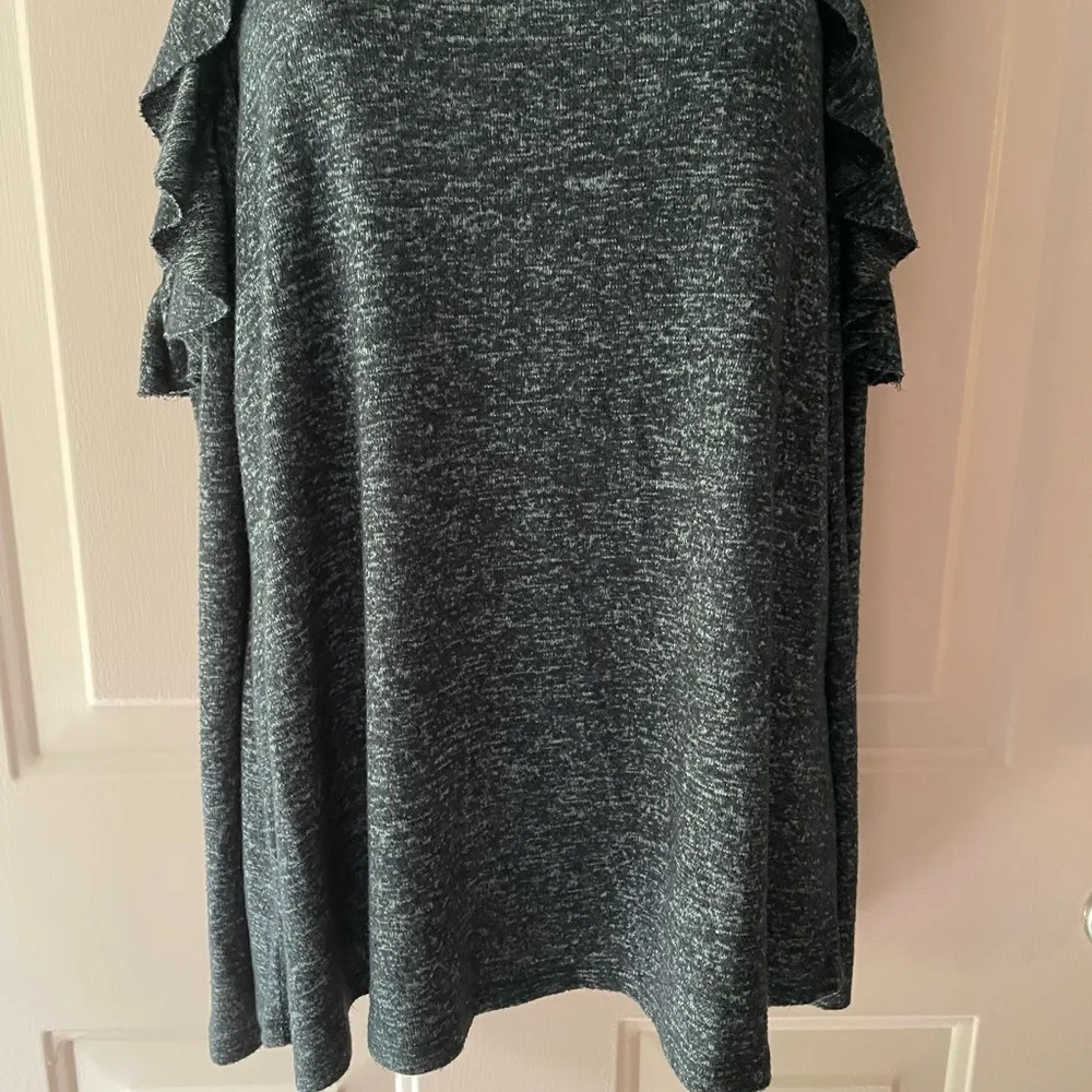 Jolt Dark Gray Cold Shoulder Ruffle Sweater - Soft Material- Size Small - Image 3