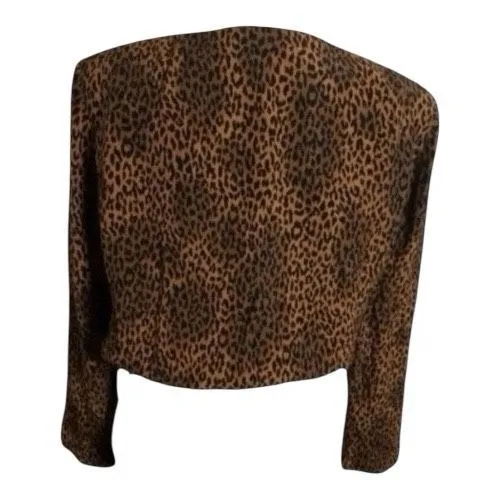 Jones New York Women Orange Black Leopard Jacket Size 6 Double Breasted Cropped - Image 2