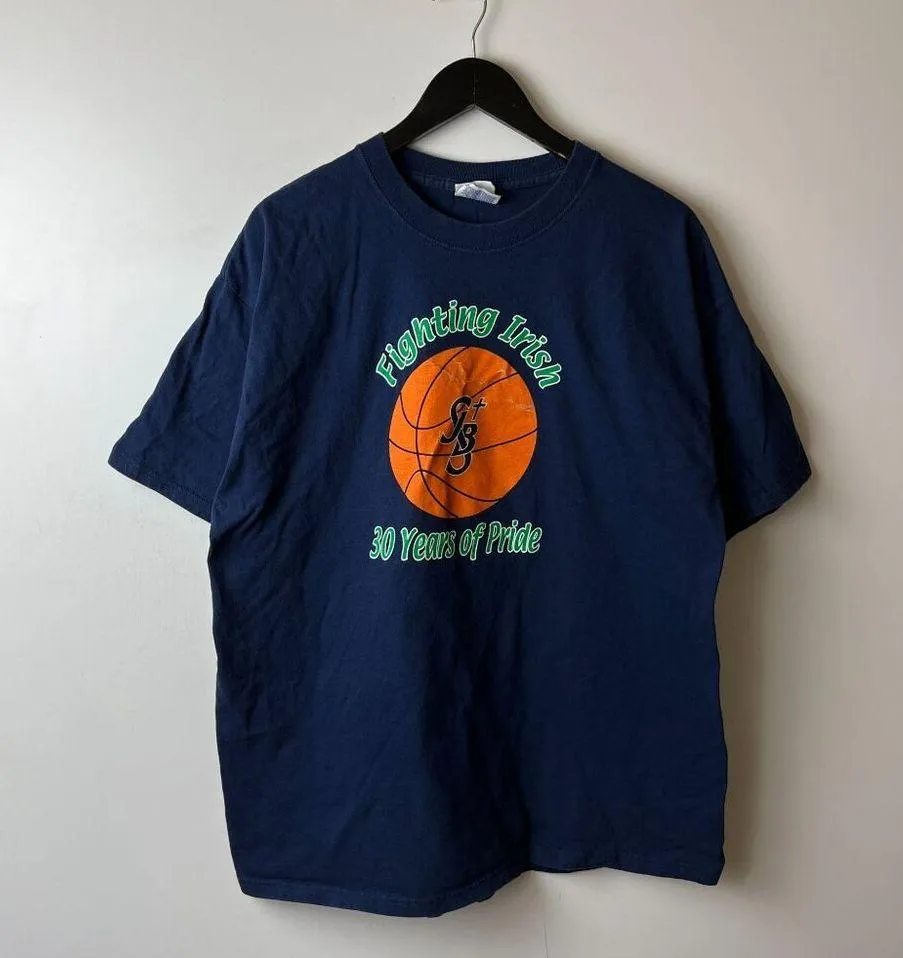 Vintage Y2K Fighting Irish T Shirt Blue XL Extra Large Clover Graphic Tee - Image 8