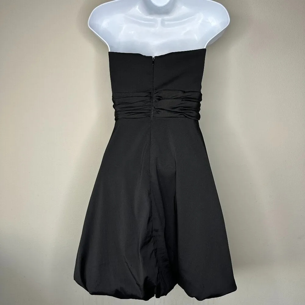 WHBM Womens Strapless LBD Party Wedding Date Bubble Hem Mini Dress in Black 8 - Image 4