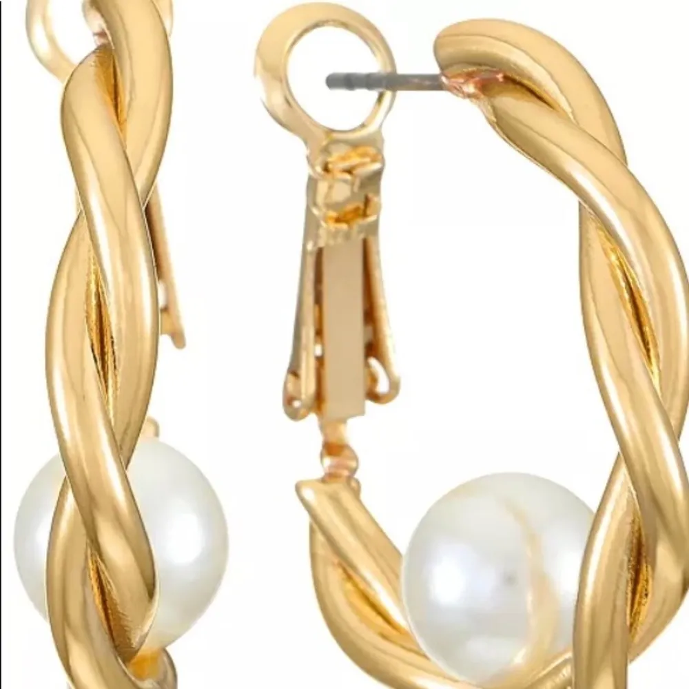 Alfani  Gold-Tone Small Pearl Twist Hoop Earrings - Image 5