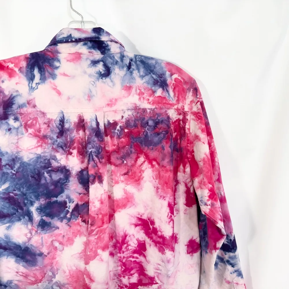 Polo Jeans Company Large Top Handmade Tie Dye Button Long Sleeve Pink Purple 539 - Image 9