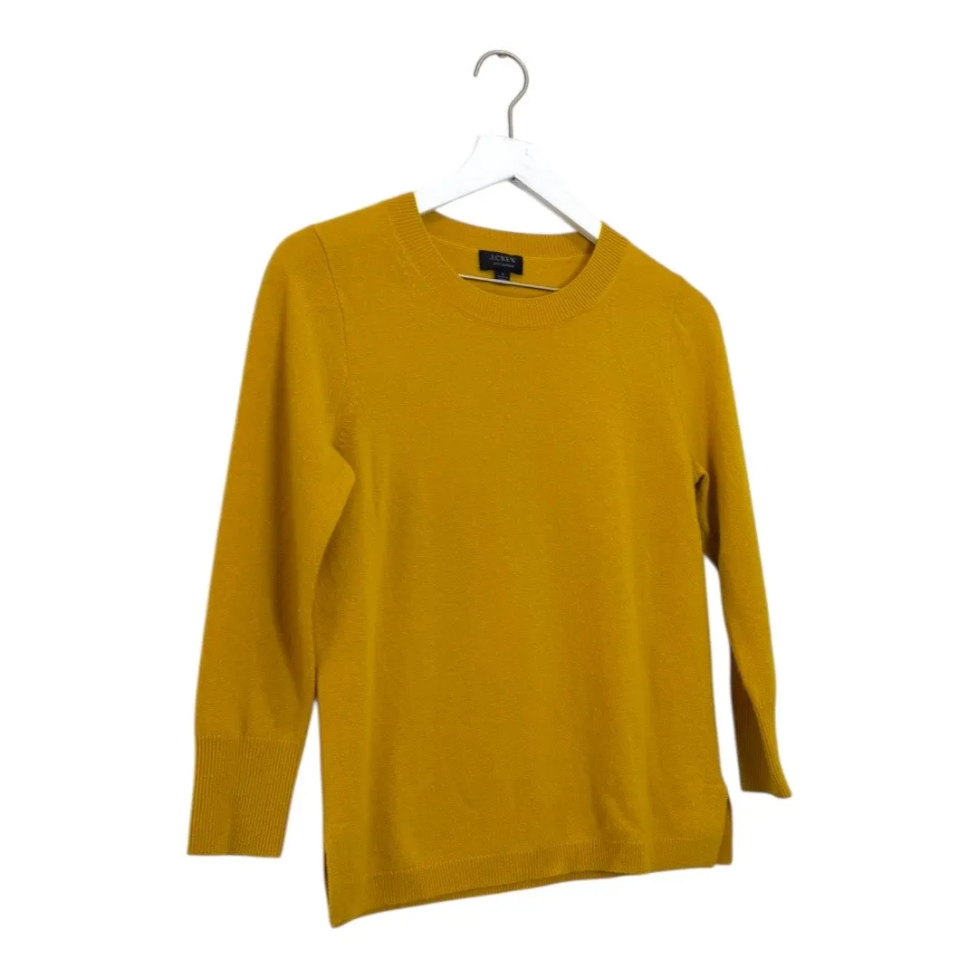 J.Crew 100% Cashmere Crewneck Sweater Mustard Yellow Size S - Image 3