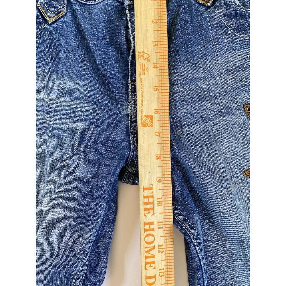 Southpole Jeans WOMEN 13 Y2K Cropped Distressed Camo Patches Blue Cuffed‎ Junior Size undefined - Image 10