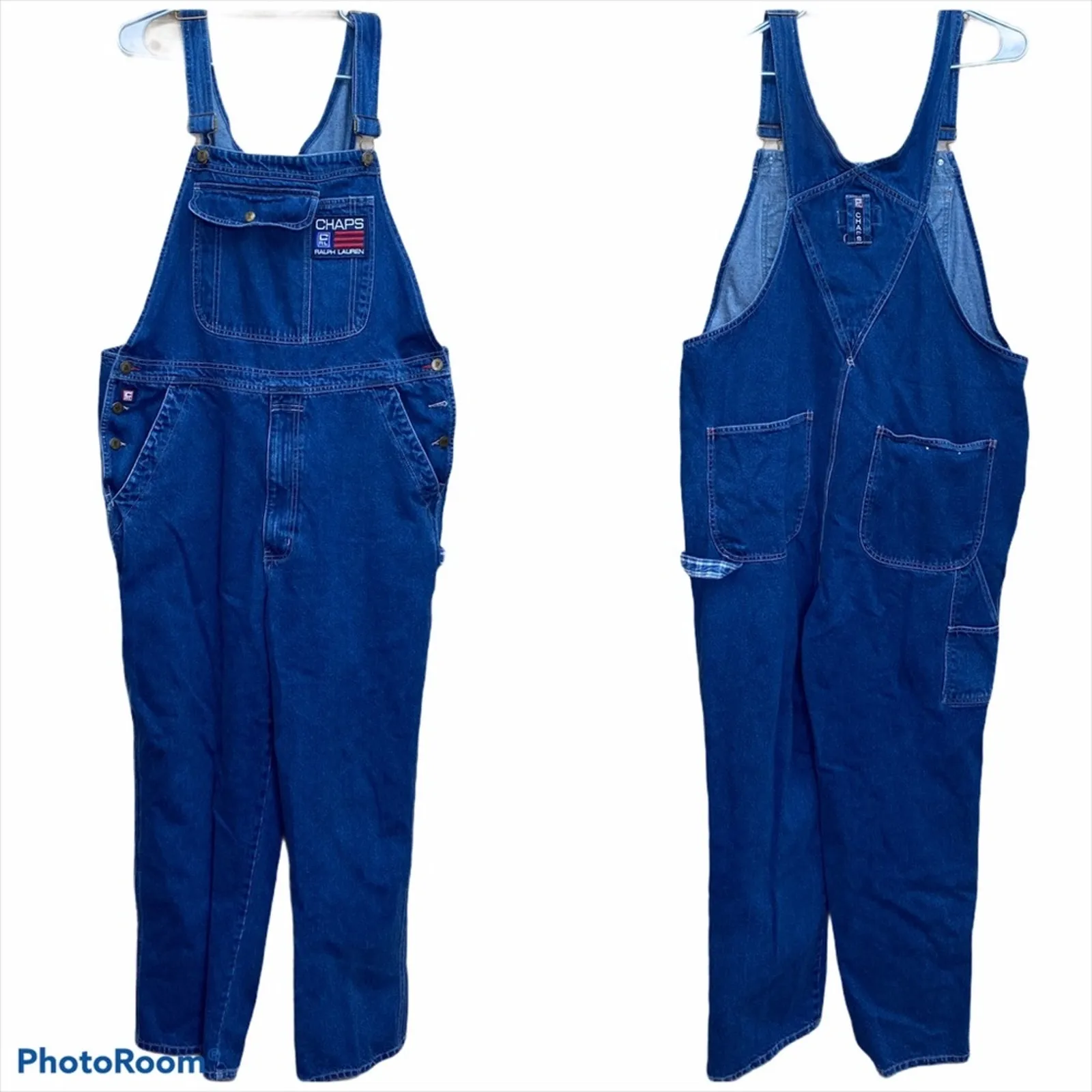 Chaps Ralph Lauren Jean Cargo Overalls XL - Image 2