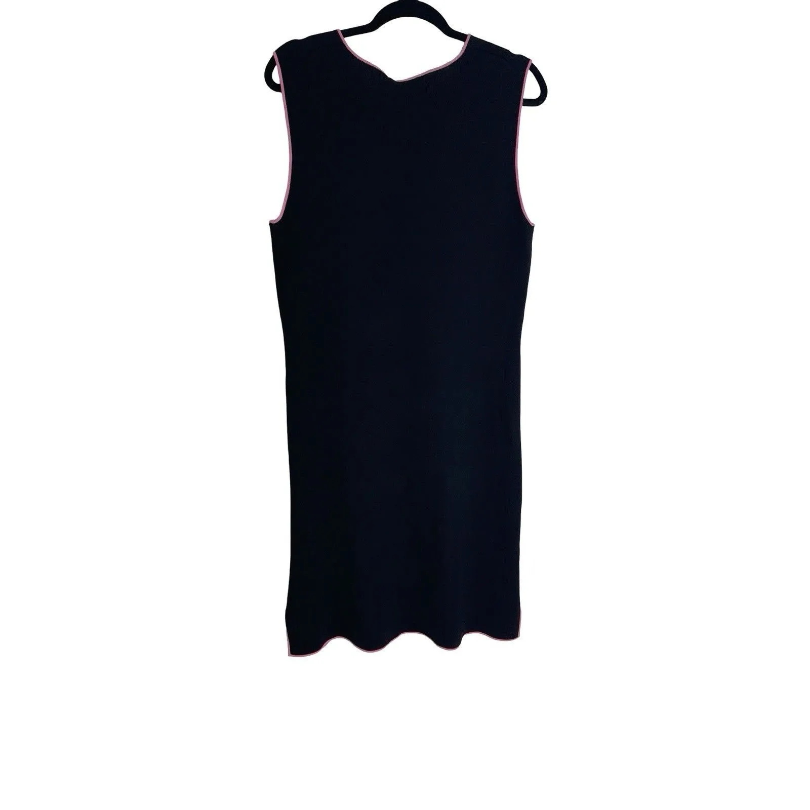 Vertigo Paris Dress Black w Pink Trim V neck Ribbed Sleevless Women Size XLarge - Image 3
