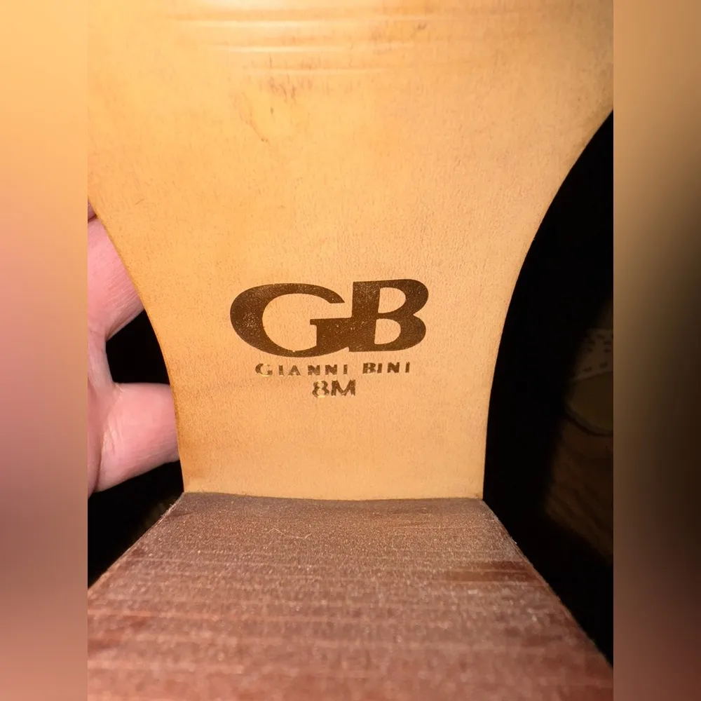 Gianni Bini Brown Chunky Heel Leather Open Toe Sandal Bootie - Image 5