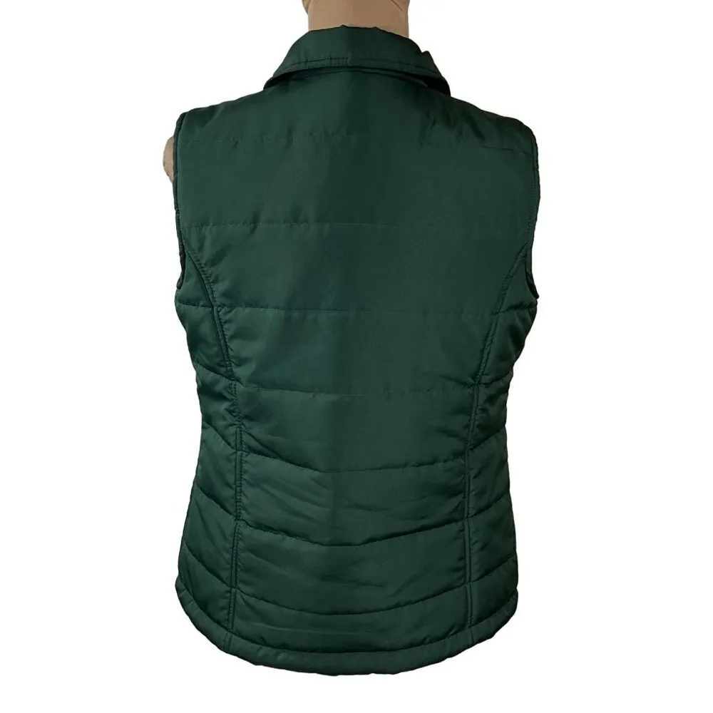Dressbarn Dress Barn Women's Utility Puffer Vest Dark Green Gold S Small (Read) - Image 3