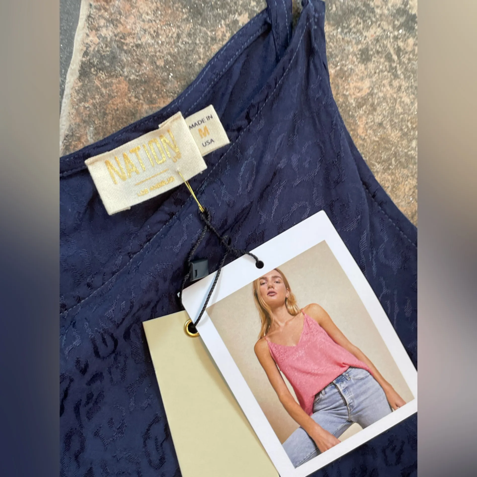 NEW Nation LTD Aya V Back Cami Tank Top Navy Size Medium - Image 7