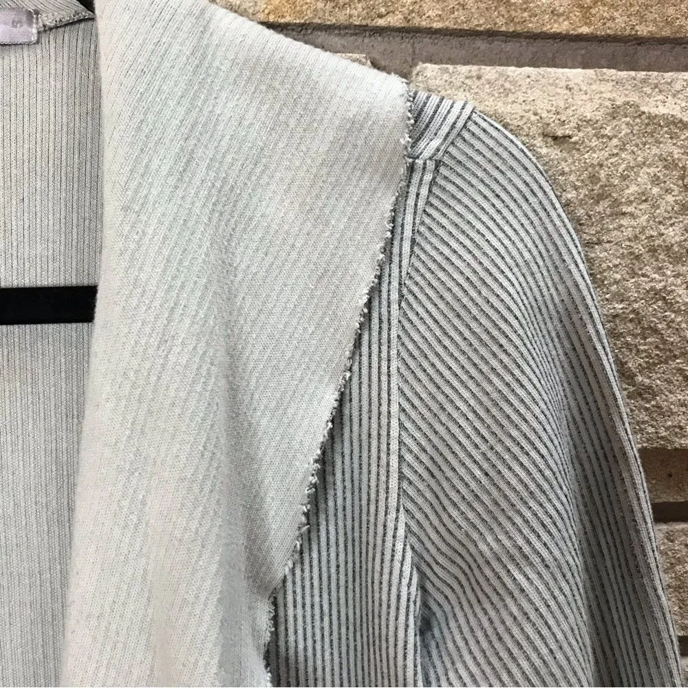 Cut loose Raw Hem Ribbed Open Front Cardigan Jacket Grey Small Lagenlook Gray - Image 8