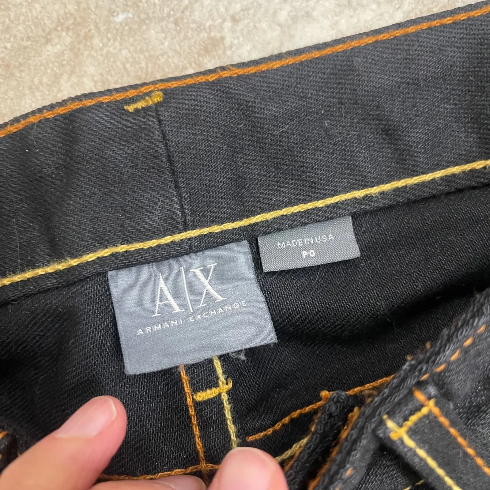 AX Armani Exchange Womens Black Jeans Straight Leg Stitch Detail USA Size P0 - Image 3